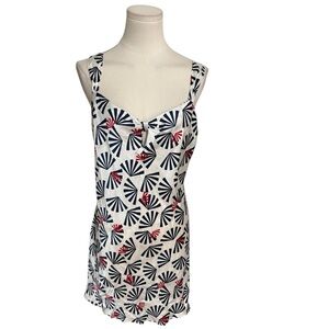 L.A. Intimates Vintage Red White Blue Firework Slip Dress Sexy Size M 80’s Silky
